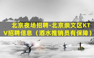北京夜场招聘-北京崇文区KTV招聘信息（酒水推销员有保障）